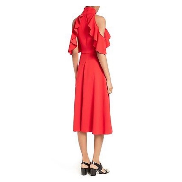 Tracy Reese Red Cold Shoulder Dress - Picture 2 of 6